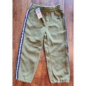 OLD NAVY KIDS Fleece Pants - 25 - Green w Navy Stripes - Size 4T - Pocket